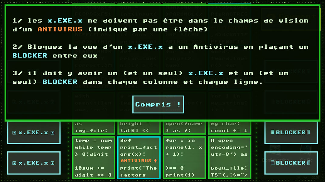 Screenshot serious game Opération Kernel 3.0 du COS
